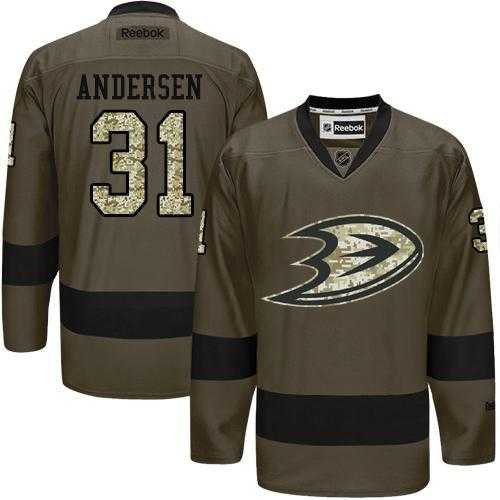 Glued Anaheim Ducks #31 Frederik Andersen Green Salute to Service NHL Jersey,We sell and wholesale Glued Anaheim Ducks #31 Frederik Andersen Green Salute to Service NHL Jersey on line form chian!